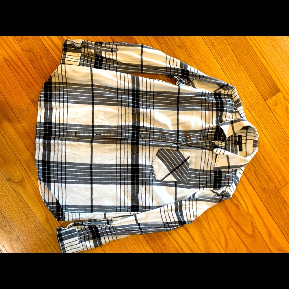 Plaid Flannel Button-Up Shirt